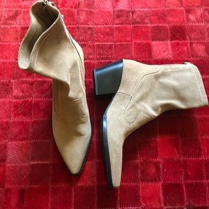 Zara Tan Suede Cowboy Boots NWT Sz 39